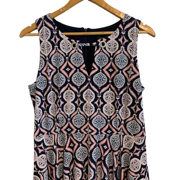Ivanka Trump Navy Blue Ikat Sleeveless Mini Dress - Picture 3 of 10